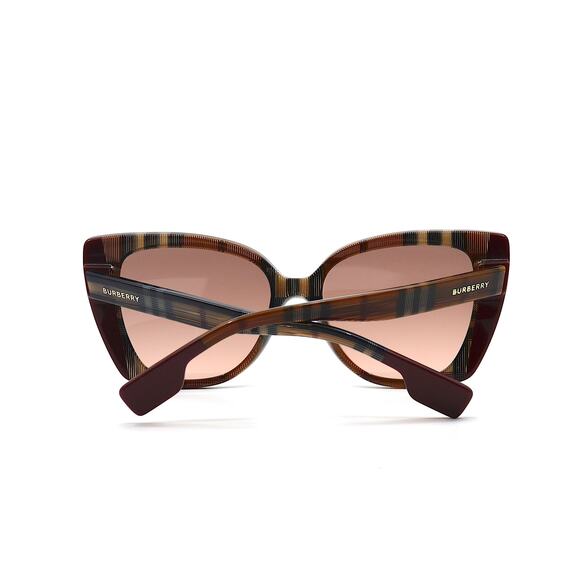 NEW BURBERRY MERYL BE4393 CHECK BROWN/BORDEAUX AUTHENTIC SUNGLASSES - Picture 9 of 14